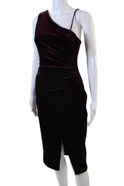 Black Halo Womens Bodycon Sheath Midi Dress Purple Zip Size 2