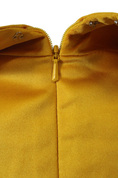 Mac Duggal Womens Fit & Flare Wrap Dress Yellow V-Neck 3/4 Sleeve Size 0
