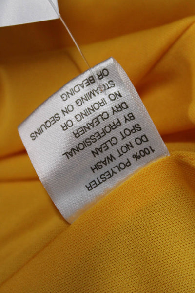 Mac Duggal Womens Fit & Flare Wrap Dress Yellow V-Neck 3/4 Sleeve Size 0