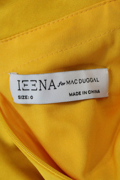 Mac Duggal Womens Fit & Flare Wrap Dress Yellow V-Neck 3/4 Sleeve Size 0