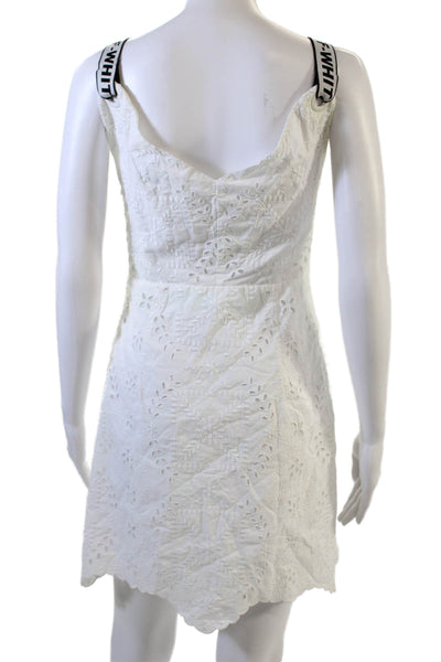 Off White Women White Floral V-Neck Sundress Zip Knee Length Size 40