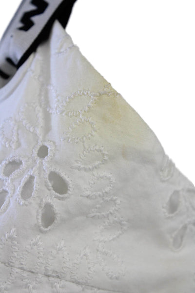 Off White Women White Floral V-Neck Sundress Zip Knee Length Size 40