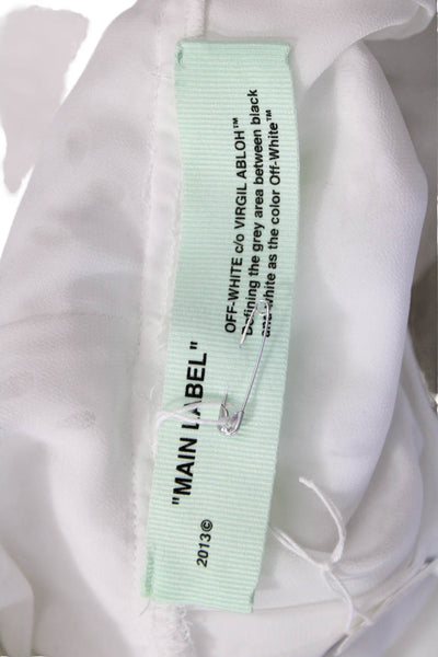 Off White Women White Floral V-Neck Sundress Zip Knee Length Size 40