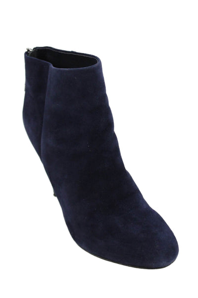 Sam Edelman Womens Back Zip Stiletto Ankle Boots Navy Suede Size 7.5