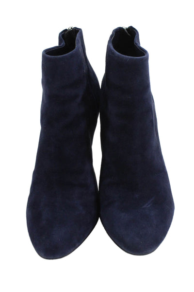 Sam Edelman Womens Back Zip Stiletto Ankle Boots Navy Suede Size 7.5