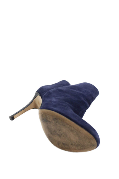 Sam Edelman Womens Back Zip Stiletto Ankle Boots Navy Suede Size 7.5