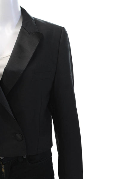 Celine Women's Long Sleeves Double Breasted Cropped Jacket Black Size 38