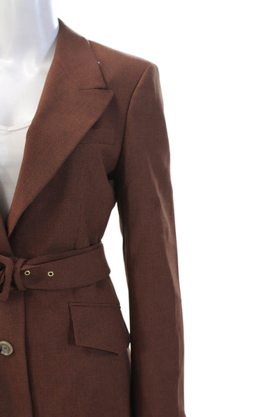Nanushka Women's Long Sleeves Collared Belted Jacket Brown Size S