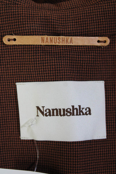 Nanushka Women's Long Sleeves Collared Belted Jacket Brown Size S