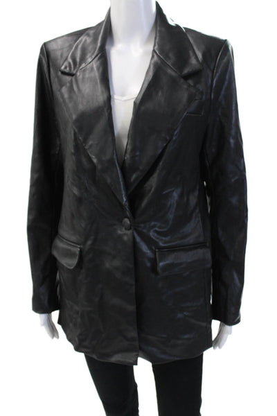 We Wore What Women's Faux Leather Long Sleeves Basic Jacket Black Size S