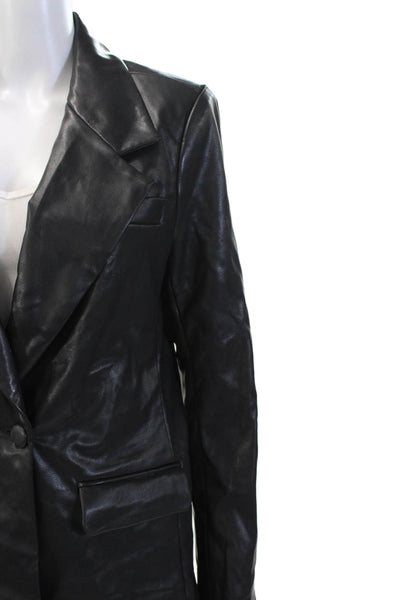 We Wore What Women's Faux Leather Long Sleeves Basic Jacket Black Size S