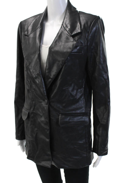 We Wore What Women's Faux Leather Long Sleeves Basic Jacket Black Size S