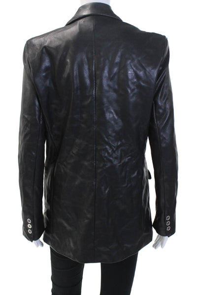 We Wore What Women's Faux Leather Long Sleeves Basic Jacket Black Size S
