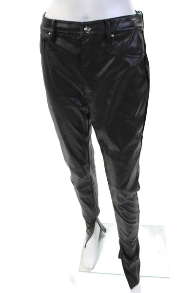 We Wore What Women's Button Closure Faux Leather Skinny Pants Black Size 28