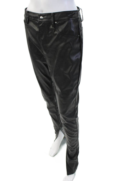We Wore What Women's Button Closure Faux Leather Skinny Pants Black Size 28