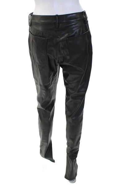 We Wore What Women's Button Closure Faux Leather Skinny Pants Black Size 28