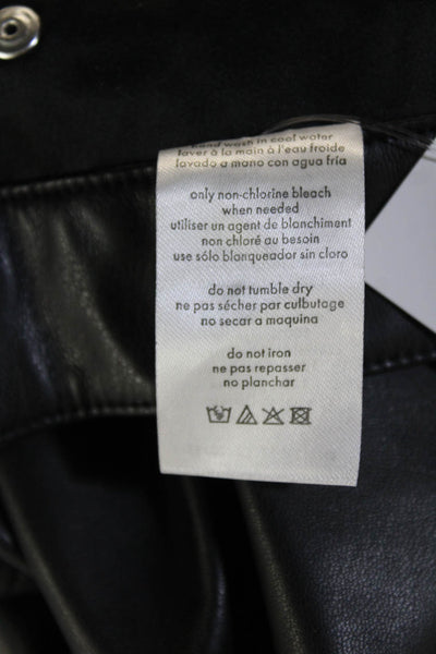 We Wore What Women's Button Closure Faux Leather Skinny Pants Black Size 28