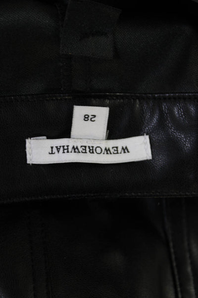 We Wore What Women's Button Closure Faux Leather Skinny Pants Black Size 28