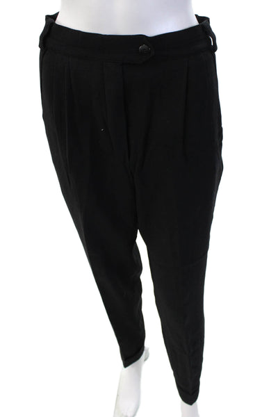 Escada Margaretha Ley Womens Mid Rise Straight Pleated Cuffed Pants Black IT 38