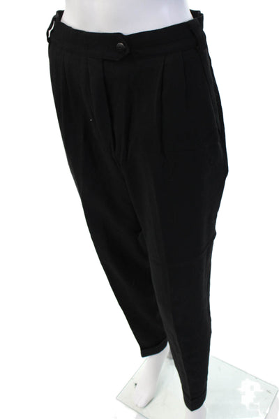 Escada Margaretha Ley Womens Mid Rise Straight Pleated Cuffed Pants Black IT 38