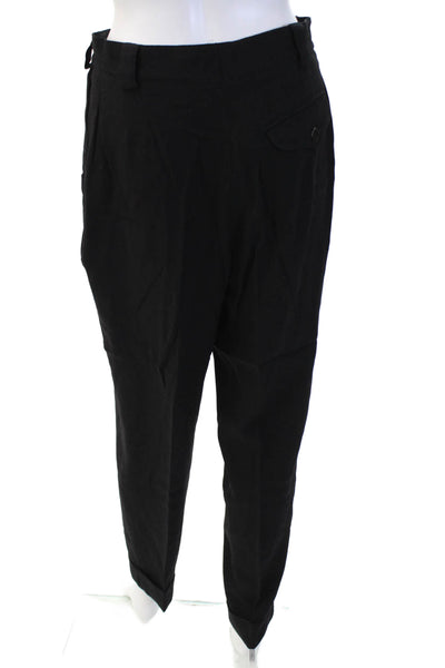 Escada Margaretha Ley Womens Mid Rise Straight Pleated Cuffed Pants Black IT 38
