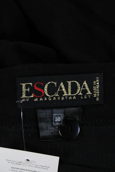 Escada Margaretha Ley Womens Mid Rise Straight Pleated Cuffed Pants Black IT 38