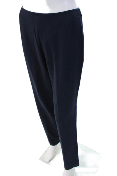 Krizia Womens Side Zip Mid Rise Straight Leg Trouser Pants Navy Wool Size IT 40