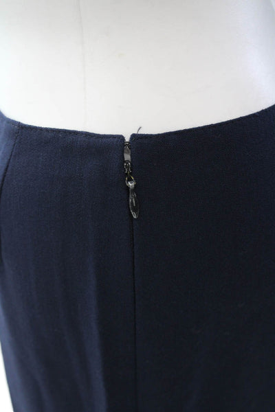 Krizia Womens Side Zip Mid Rise Straight Leg Trouser Pants Navy Wool Size IT 40