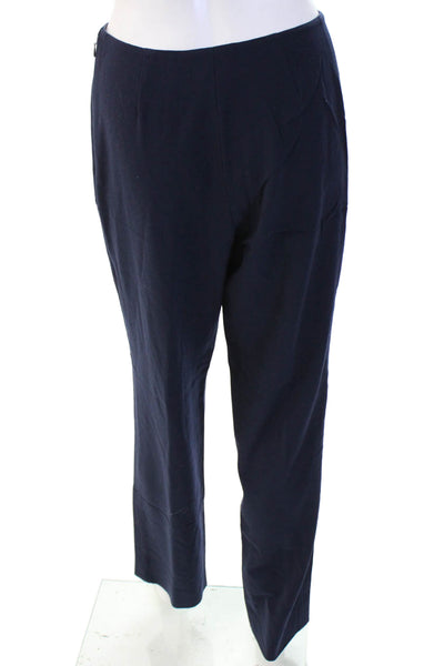 Krizia Womens Side Zip Mid Rise Straight Leg Trouser Pants Navy Wool Size IT 40