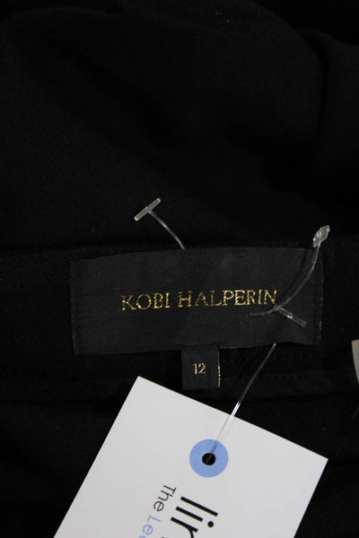Kobi Halperin Womens Zipper Fly Mid Rise Straight Leg Knit Pants Black Size 12