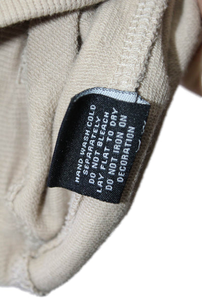 BCBGMAXAZRIA Womens Full-Zip Hoodie Beige 3/4 Sleeve Graphic Size XL
