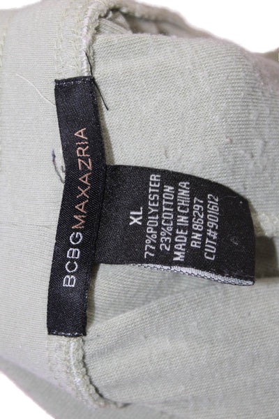 BCBG Max Azria Women Green Full-Zip Hoodie Drawstring 77%Poly 23%Cotton Size L