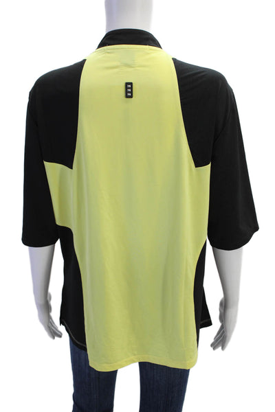 Jamie Sadock Womens Color Block Studded Detail Short Sleeve Top Yellow Size XL