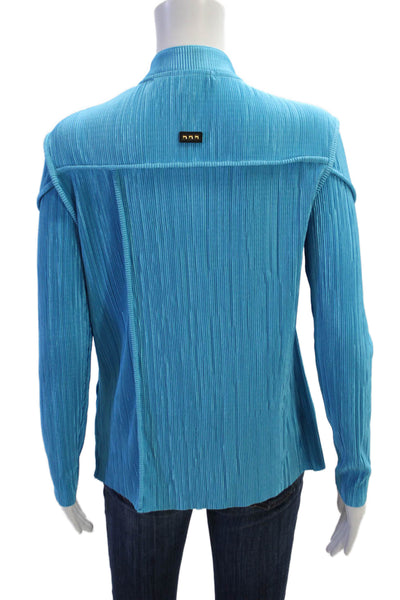 Jamie Sadock Womens Pleated Zippered Detail Blouse Blue Size M