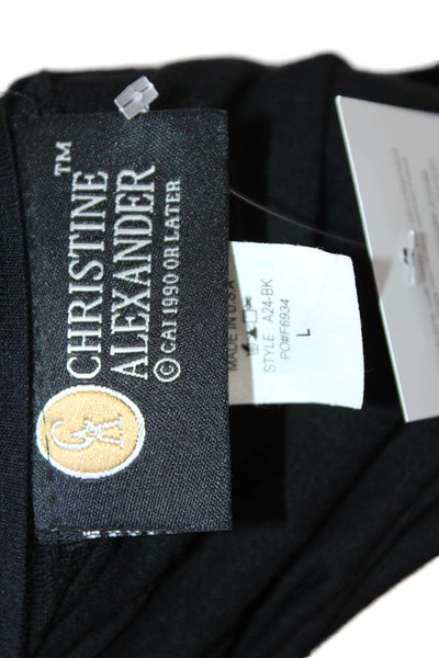 Christine Alexander Womens Rhinestoned Detail V-Neck 3/4 Sleeve Top Black Size L