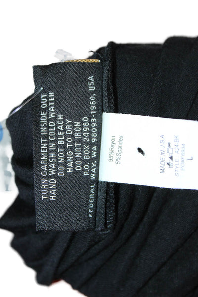 Christine Alexander Womens Rhinestoned Detail V-Neck 3/4 Sleeve Top Black Size L