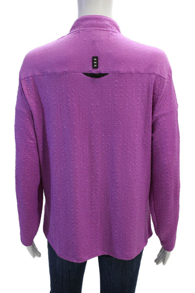 Jamie Sadock Womens Full Zippered Long Sleeve Studded Detail Top Purple Size L