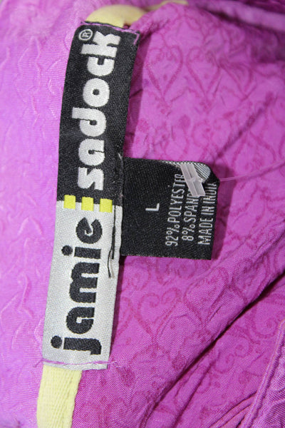 Jamie Sadock Womens Full Zippered Long Sleeve Studded Detail Top Purple Size L
