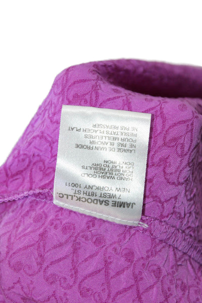 Jamie Sadock Womens Full Zippered Long Sleeve Studded Detail Top Purple Size L