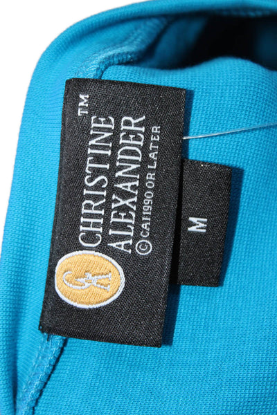 Christine Alexander Womens V-Neck Cotton 3/4 Sleeve Top Blue Size M