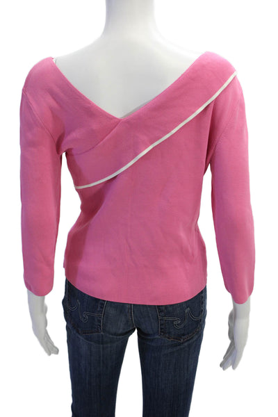 Cyrus Womens V-Neck 3/4 Sleeve Layered Detail Top Pink Size M