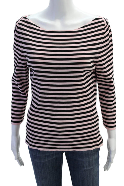Cyrus Womens Boat Neck 3/4 Sleeve Striped Print Top Pink Size M