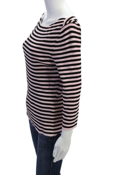 Cyrus Womens Boat Neck 3/4 Sleeve Striped Print Top Pink Size M