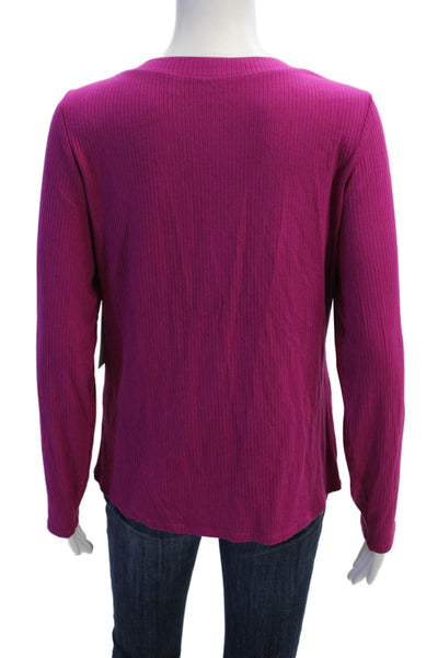 Cyrus Womens Long Sleeve Buttoned Detail V-Neck Top Pink Size L
