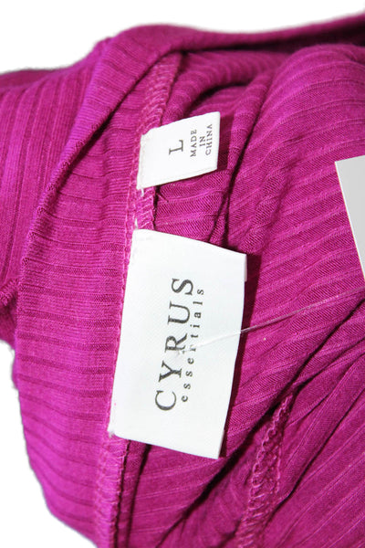 Cyrus Womens Long Sleeve Buttoned Detail V-Neck Top Pink Size L