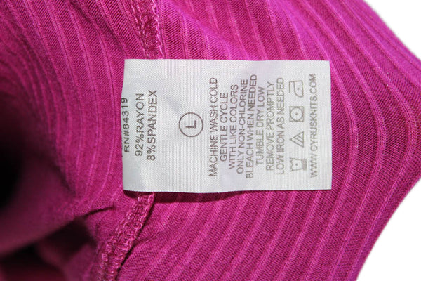 Cyrus Womens Long Sleeve Buttoned Detail V-Neck Top Pink Size L