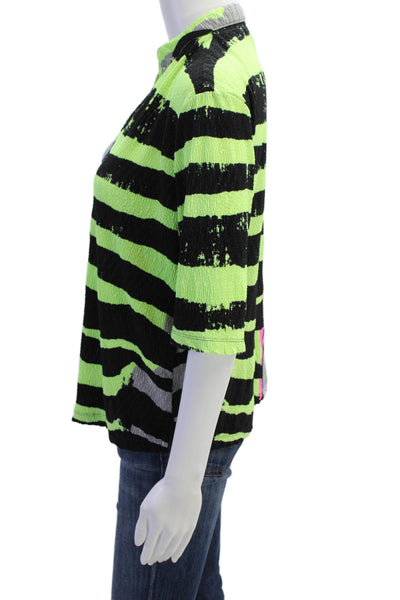 Jamie Sadock Short Sleeve Striped Rhinestone Detail Top Multicolor Size M