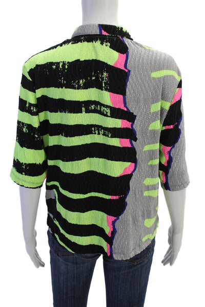 Jamie Sadock Short Sleeve Striped Rhinestone Detail Top Multicolor Size M
