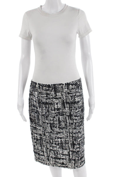 Escada Womens Cotton Spotted Woven Textured Straight Skirt Black Size EUR 38
