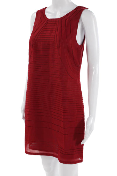 Max Studio Women Red Striped Sleeveless Shift Midi Dress Size 2